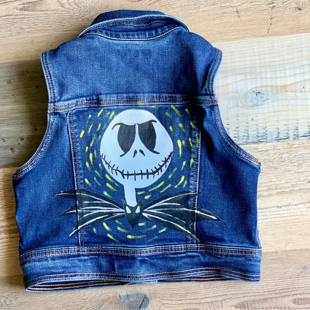 Jack Skellington Hand-Painted Jean Jacket